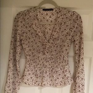 A&F Peplum Floral long sleeve Blouse. Sz XXS NWOT
